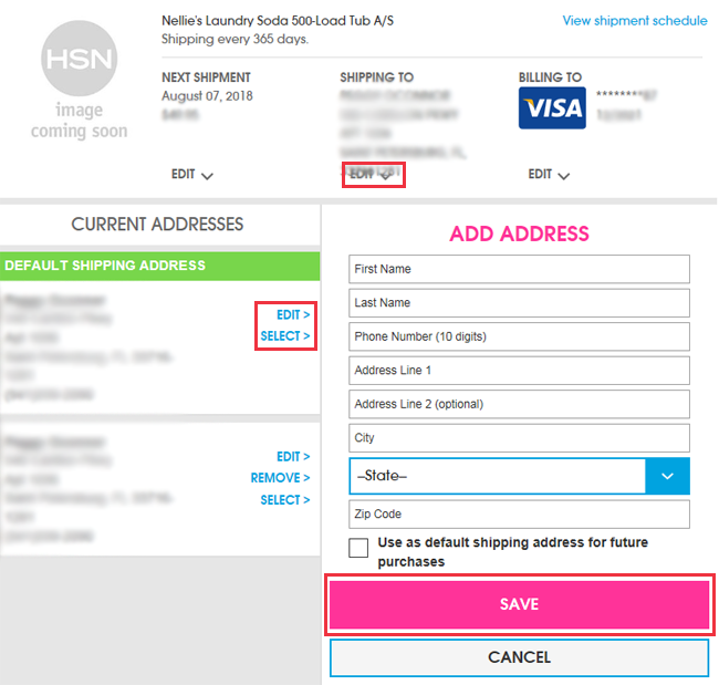 Changing the Credit Card that will be Billed